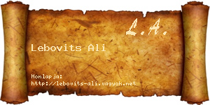 Lebovits Ali névjegykártya